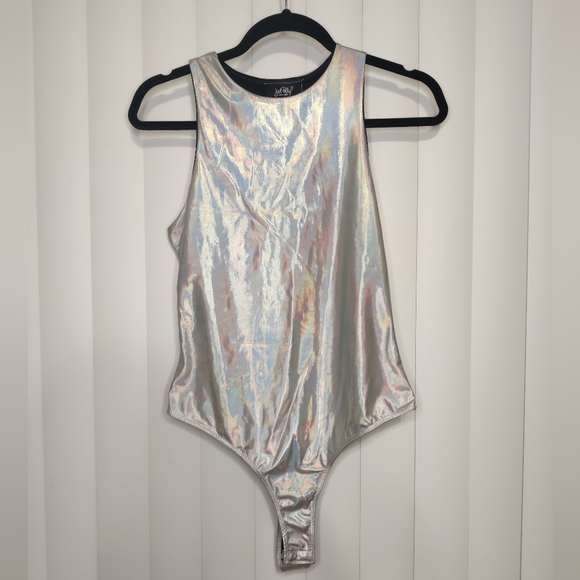 Just Polly Tops - NWT Just Polly Holographic tank bodysuit size L